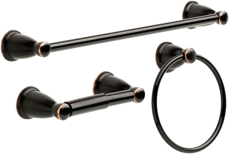 Franklin Brass 3-Piece Oil Rubbed Bronze Bathroom Set Towel Rack, Ring, Toilet Paper Holder| Kinla Bath Accessories