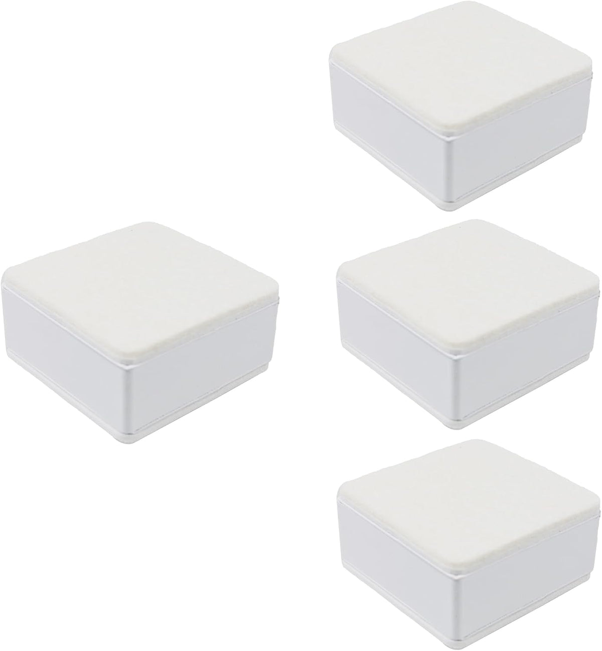 4PCS 1.2Inch Self-Adhesive Square Furniture Riser, White Carbon Steel Bed Table Sofa Lift Riser, Heavy Duty Couch Cabinet Riser, Adds 1.2 Inch Height with Felt Pad