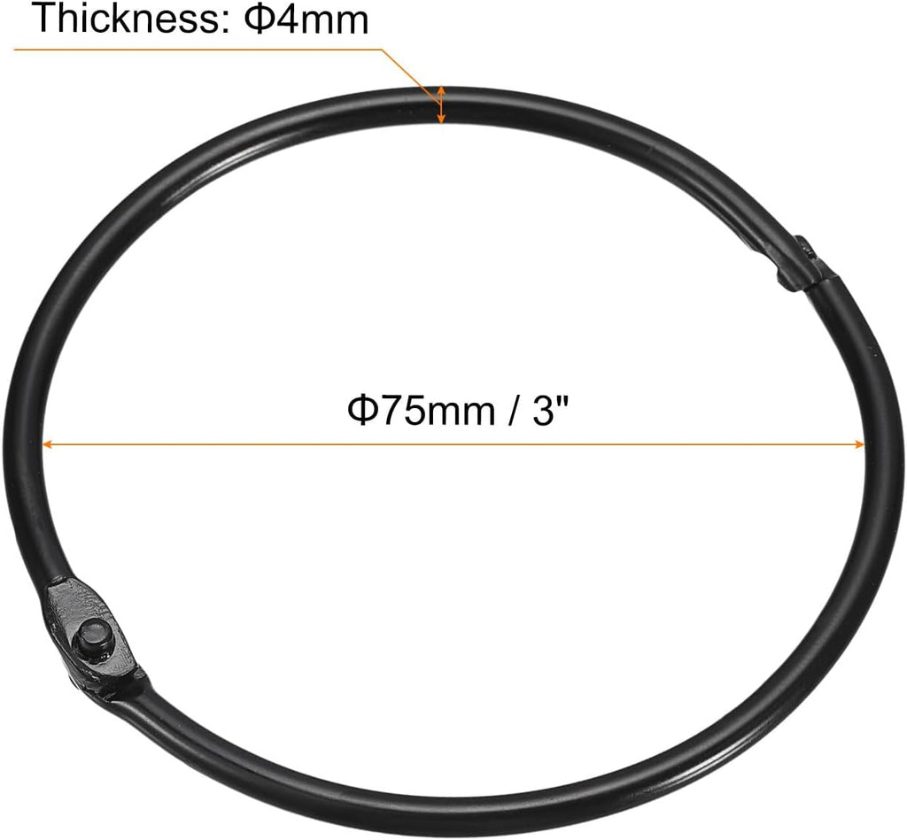 uxcell 24Pcs 3 Inch Shower Curtain Rings Metal Shower Hooks Snap, Black