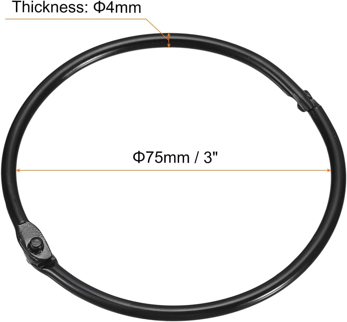 uxcell 24Pcs 3 Inch Shower Curtain Rings Metal Shower Hooks Snap, Black