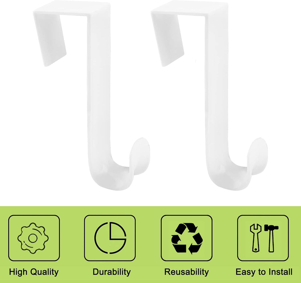 Over The Door Hooks, 10 Pcs Plastic Over The Door Hooks Hangers Durable Cabinet Door Hooks Organizer White Door Hooks for Bathroom, Bedroom, Kitchen (White)