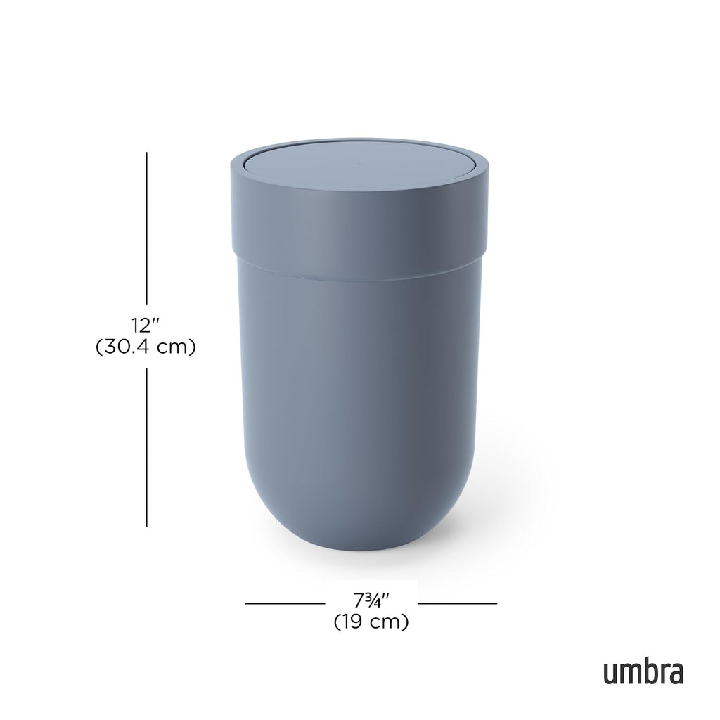 Umbra Touch Bathroom Trash Can with Lid, 1.6 Gallon, Slate Blue