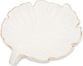 White Leaf Bathroom Soap Dish,Ceramic Soap Dish Holder in Palm Leaf Style,Self Draining Design and Used to Hold Various Small Bathroom and Kitchen Accessories