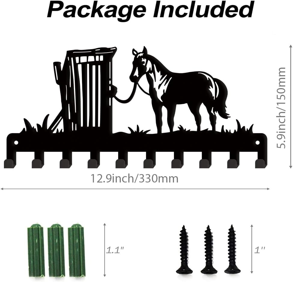 SUPERDANT Horse Key Hooks Animal Metal Key Holder Rack with 10-Hooks Key Hanger Coat Hooks Decor Key Hanging Home Storage Hooks for Dog Leash Entryway Hallway Kitchen Bathroom Toilet