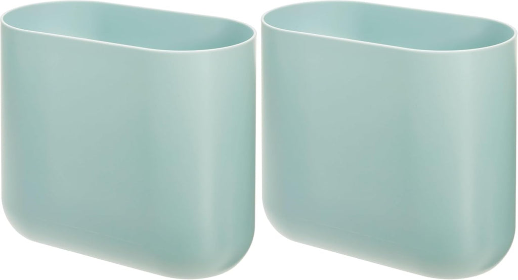 iDesign Small Slim Plastic Bathroom Trash Can, Blue, Waste Can (Pack of 2)