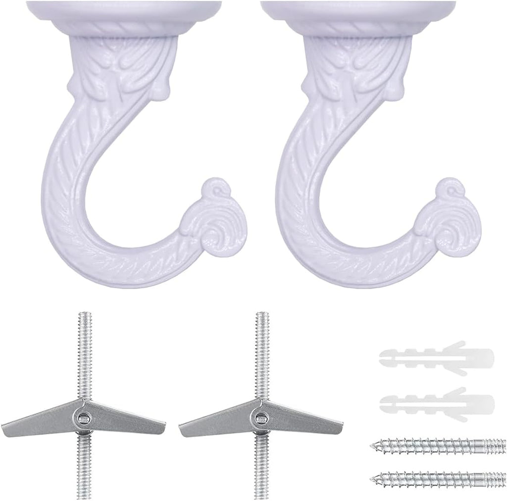 Heavy Duty Ceiling Hooks, Hanging Plants, Wall Kit (2, White)