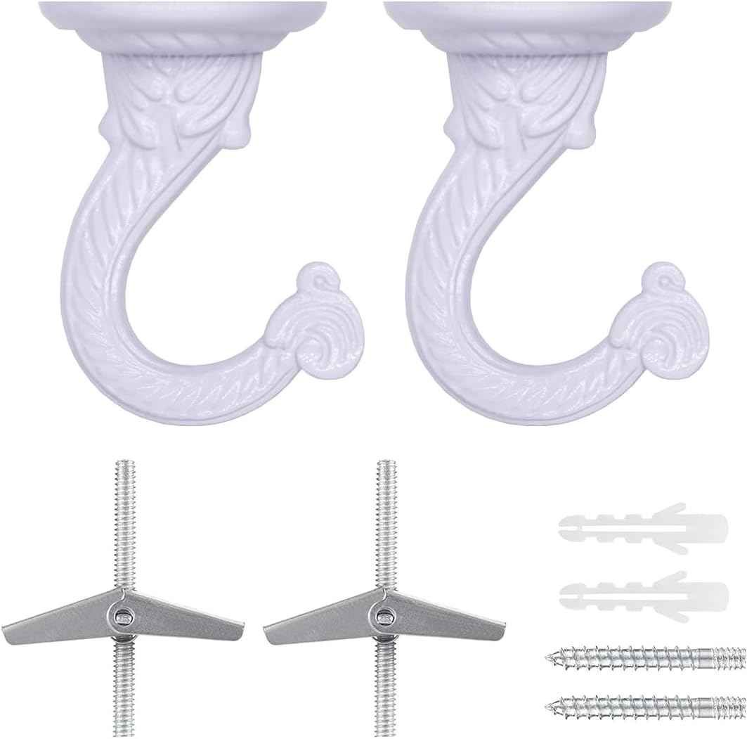Heavy Duty Ceiling Hooks, Hanging Plants, Wall Kit (2, White)