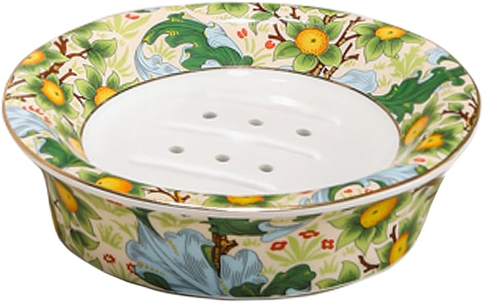 Floral Self Draining Soap Dish, Vintage Round Soap Tray(Style A)