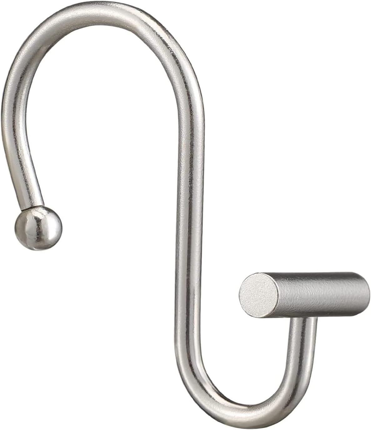 Gracelife Shower Curtain Hooks,Set of 12 Rust Resistant Metal Shower Curtain Rings for Bathroom,T-Bar Decorative Hooks Hangers for Shower Rod (Nickel)