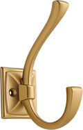 HARPOON 5 Pack 4.3" Double Prong Wall Hooks Brushed Gold Coat Towel Hooks