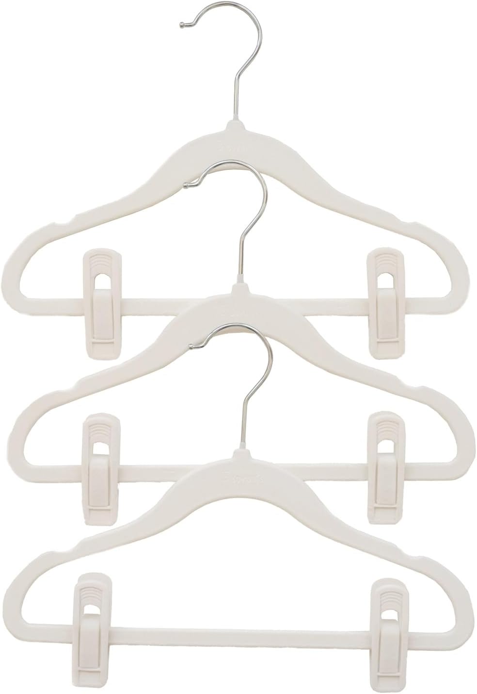 3 Sprouts Velvet Baby Hangers, Non Slip Slim, Cream, 30 Pack with 10 Clips