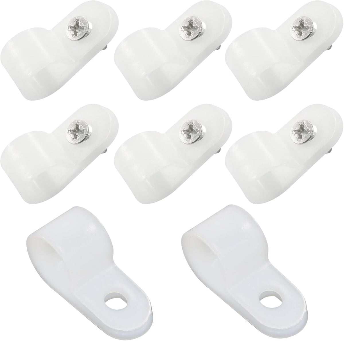 60 Pcs White R-Type Cable Clamp, 1/2 Inch