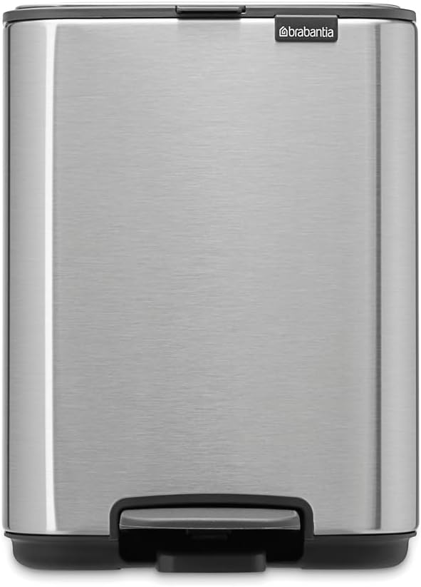 Brabantia Bo XS Step-On Trash Can | 1.1 Gal / 4L | Matt Steel Fingerprint Proof | Light-Pedal, Soft-Close, Bedroom, Bathroom, Nursery Trash Can, Removable Inner Bucket, Non-Slip Base | + Trash Bags