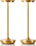 LED Rechargeable Cordless Table Lamp Battery Operated Light Set of 2 Gold