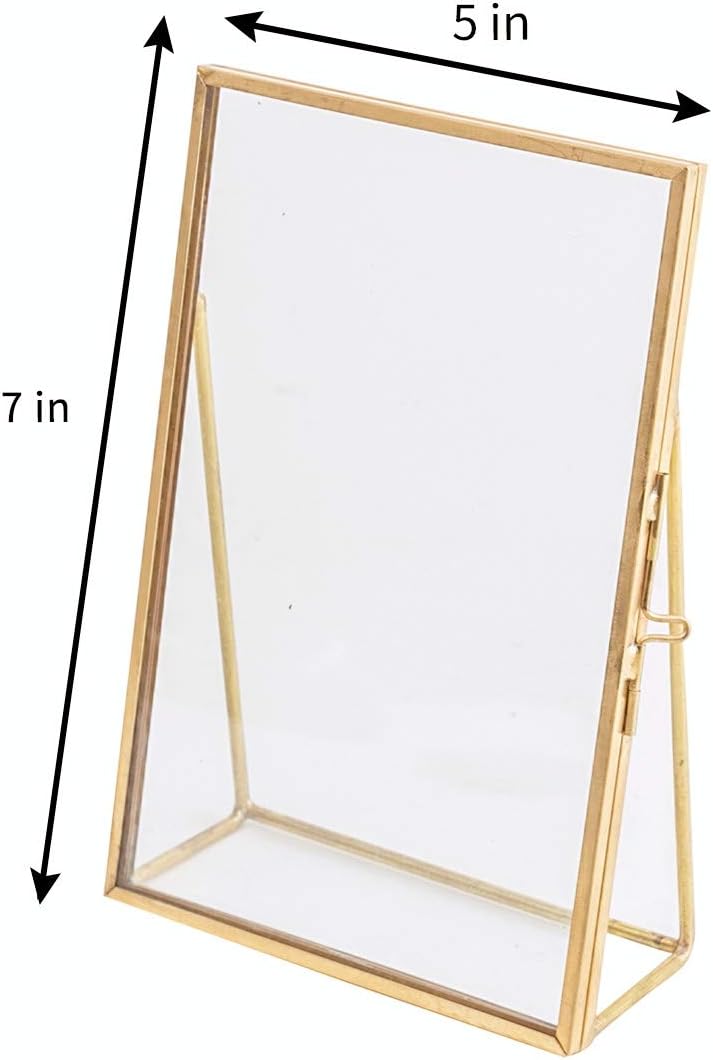 5x7 Gold Photo Frame Vintage Style Antique Gold Standing Picture Frames with Pressed Glass, Brass (5 x 7)