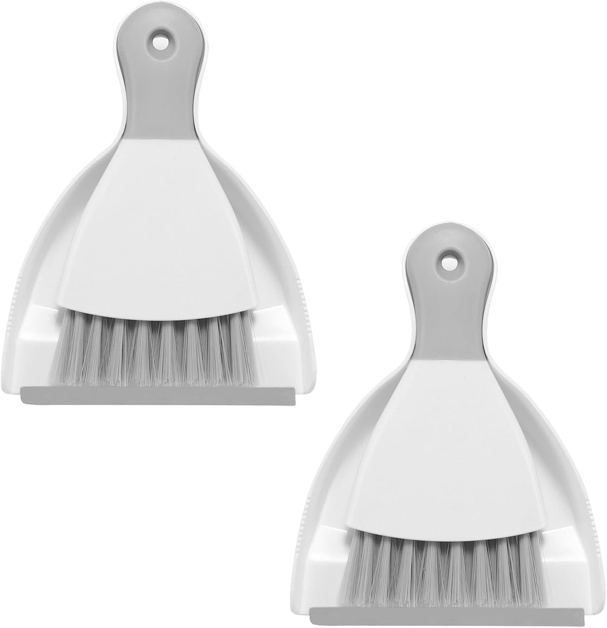 NACENA Mini Dustpan and Brush Set, 2 Pack, White & Gray
