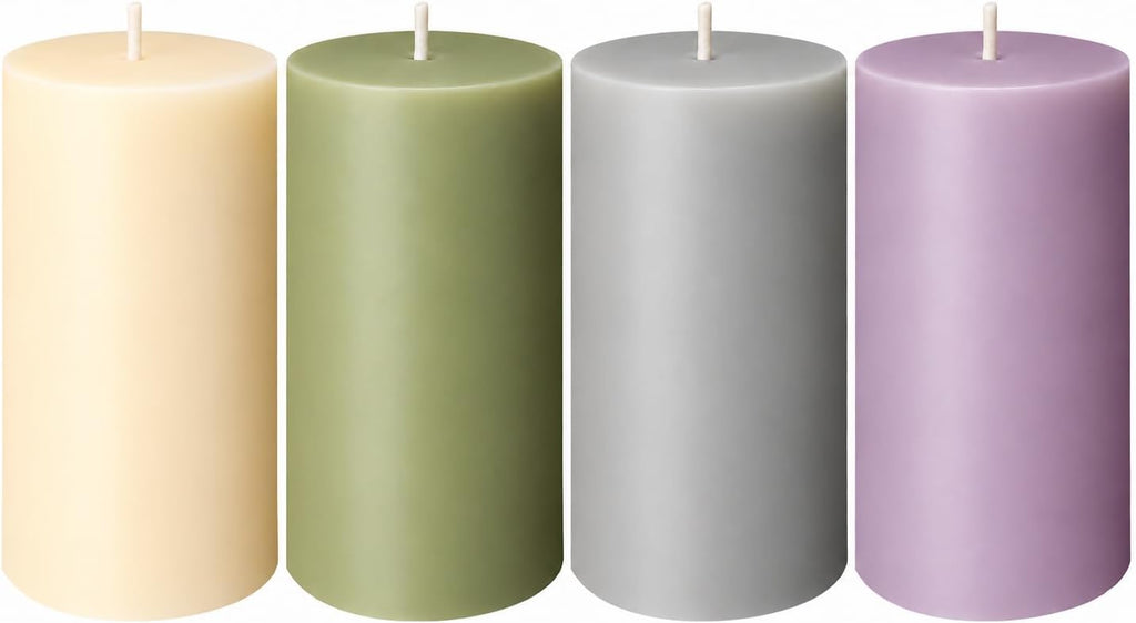 2×4 Inch Morandi Muted Neutral Pillar Candles for Home