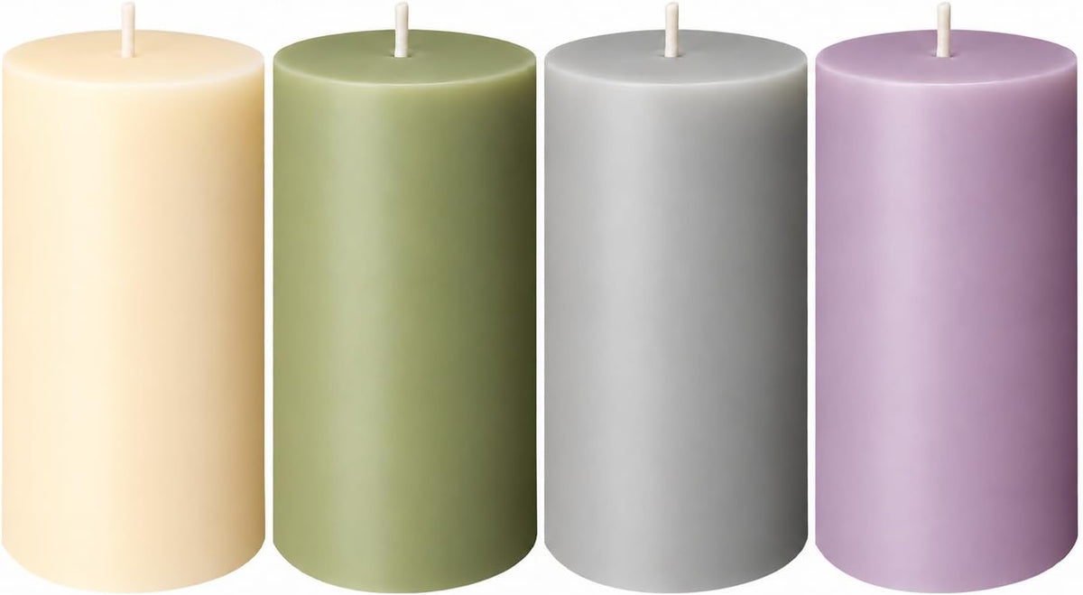2×4 Inch Morandi Muted Neutral Pillar Candles for Home