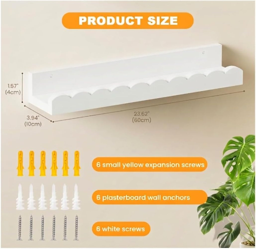 4-Pack 23.6IN Scalloped Shelves, Nursery Shelves, Floating Shelves for Wall