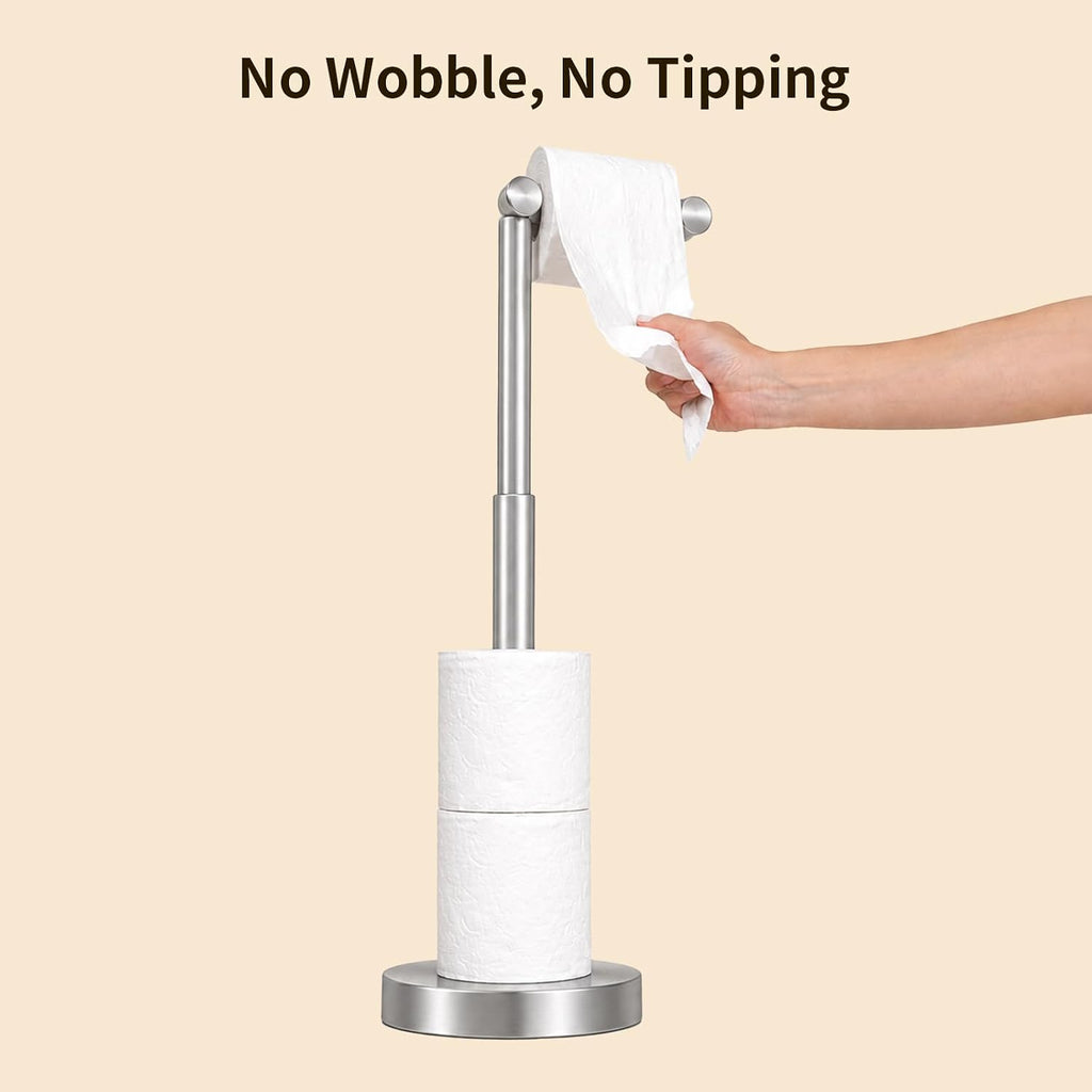 YUMORE Toilet Paper Holder Stand, Minimalist Design, Brushed Nickel