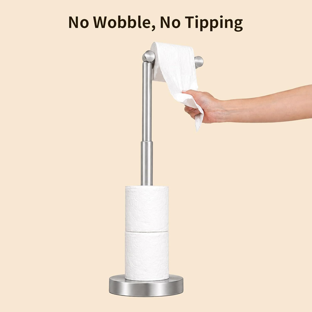 YUMORE Toilet Paper Holder Stand, Minimalist Design, Brushed Nickel