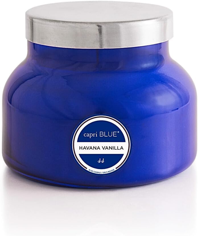 Capri Blue Havana Vanilla Scented Candle | Glass Jar | Blue, 19 oz