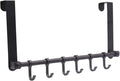 Over The Door Hooks Door Hanger, Moving 6-Hooks Over Door Coat Rack for Hanging, Aluminum Heavy Duty Door Organizer for Towel Robe Hat Bag, Behind Back of Door Bathroom (Black)