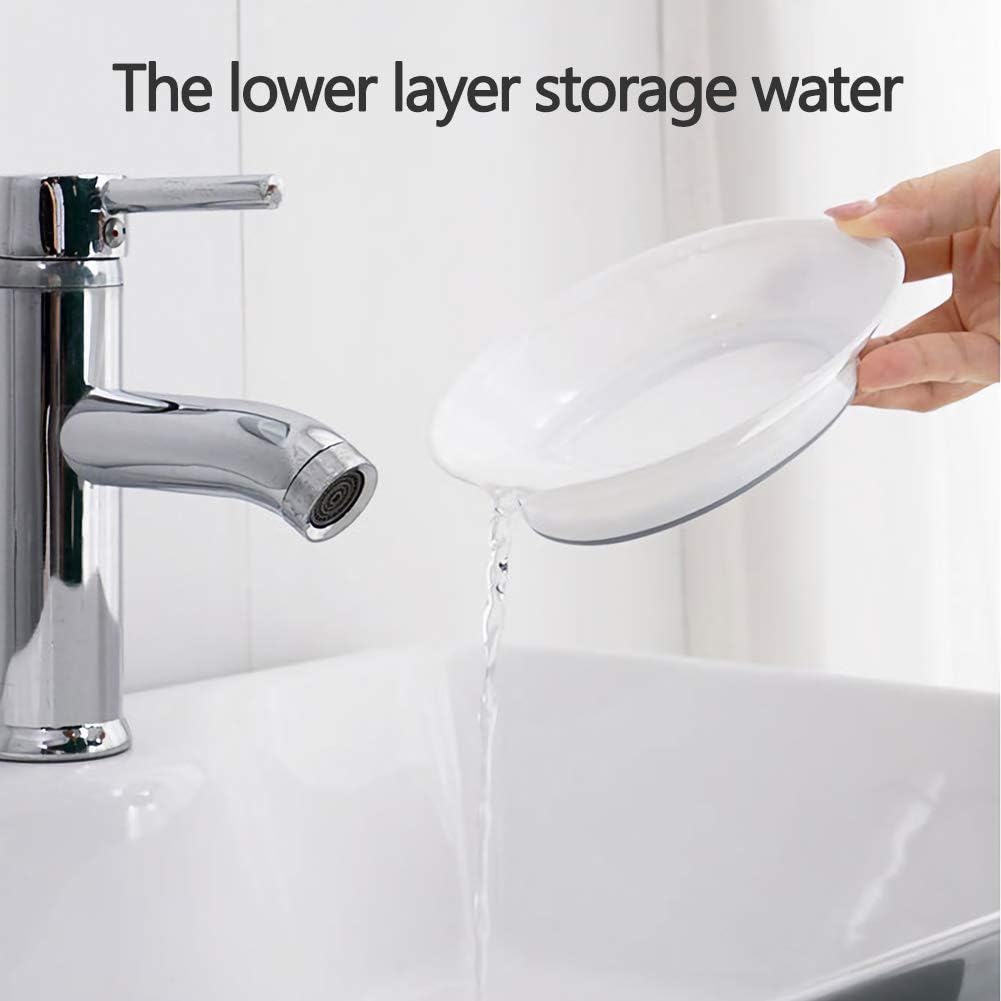 WYOK 2-Pack Soap Dish Plastic Soap Holder with Drainage for Shower (Khaki)
