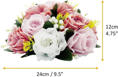 10Pcs Artificial Rose Balls for Centerpieces (Dusty Pink & White)