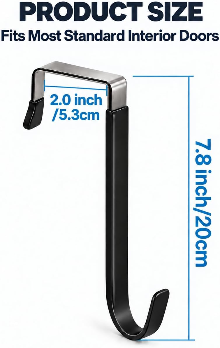 Over Door Hooks 3PCS, Heavy Duty 40LB, Fits 2.1 Inch Thick Doors