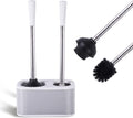 Stainless Steel Toilet Brush and Holder Set - Modern Toilet Brush and Plunger Set - Bathroom Essentials (White)