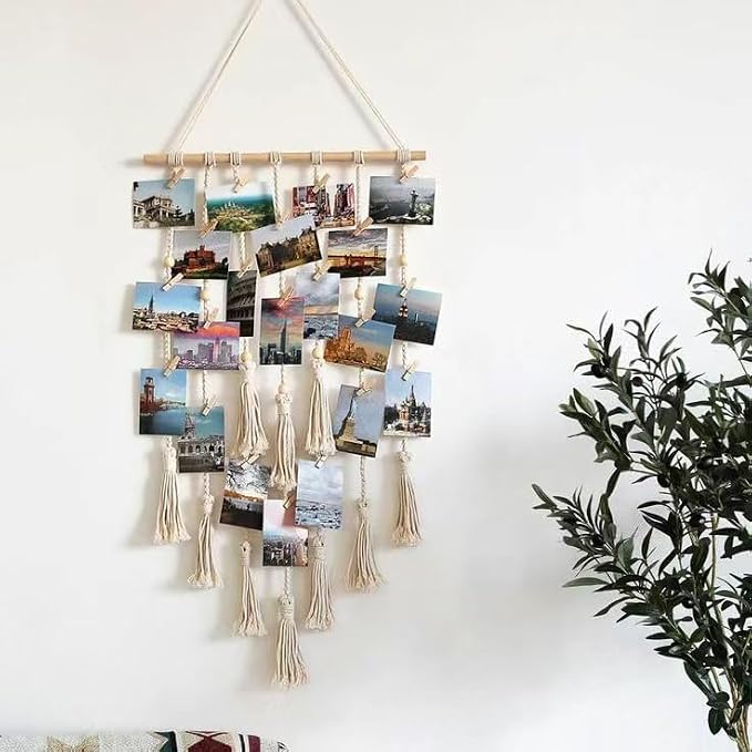 Qenk 2Pcs Driftwood Wall Decor, 15 Inch Branch Jewelry Organizer, 5 Hooks