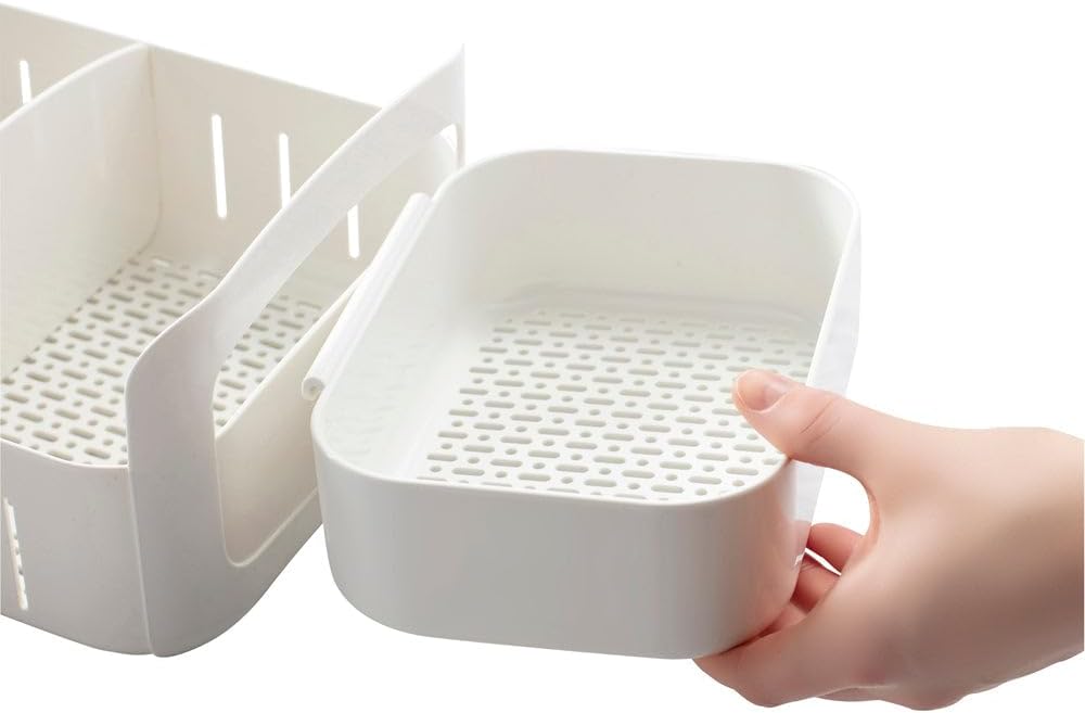 YouCopia RollOut Caddy Rolling Storage Bin with 2 Adjustable Dividers and Removable Basket for Kitchen and Bathroom Under Sink Organization, 8" Wide