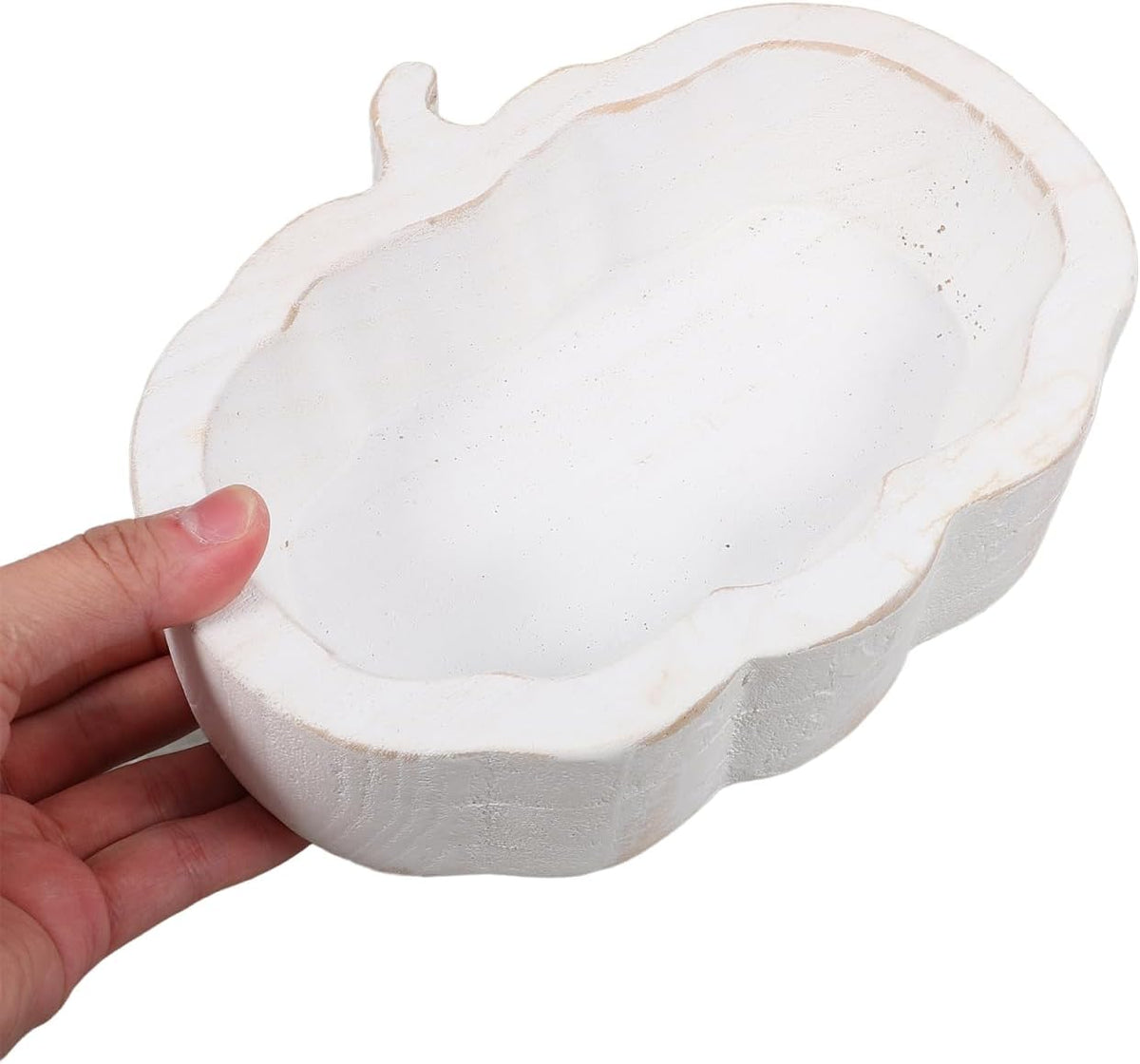 SHOWERORO Pumpkin Shaped Wooden Dessert Bowl 7.67 Inch Fruit Serving Plate for Snacks Storage Home Kitchen Dining