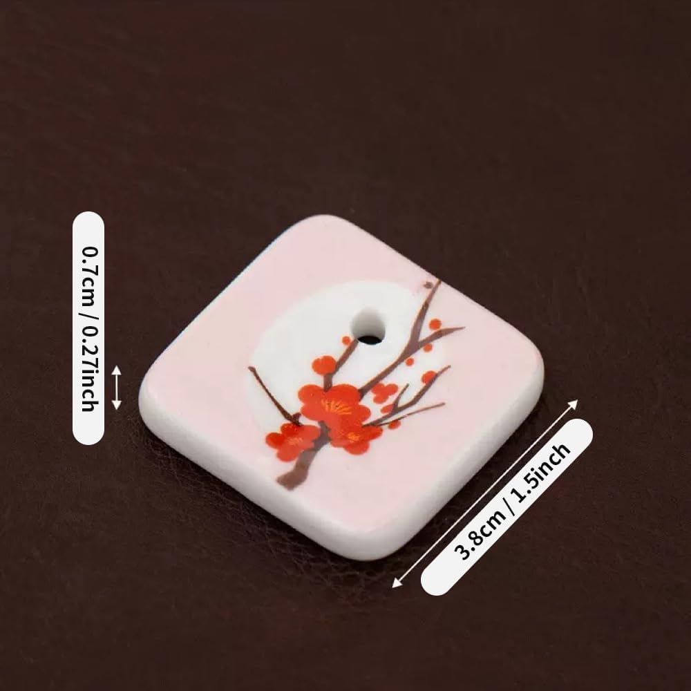 5 pcs, Japanese Mini Cherry Blossom Ceramic Incense Stick Holder or Incense Burner Holder, Handmade Cute Multicolour Unique Ash Catcher Inscent, 1.5 inches