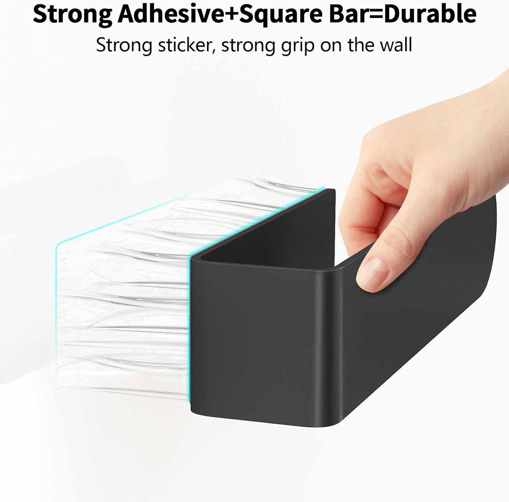 Bethom Adhesive Towel Holder, 8 Inch Hand Towel Racks for Kitchen, Black