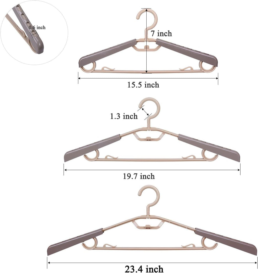 12-Pack Heavy Duty Plastic Extra-Wide Arm 15"-23" Suits Clothes Hangers with Swivel Hooks,Perfect for Coat,Jacket,Dress,Shirt,Trousers or Closet Space Saving,Grey&Tan