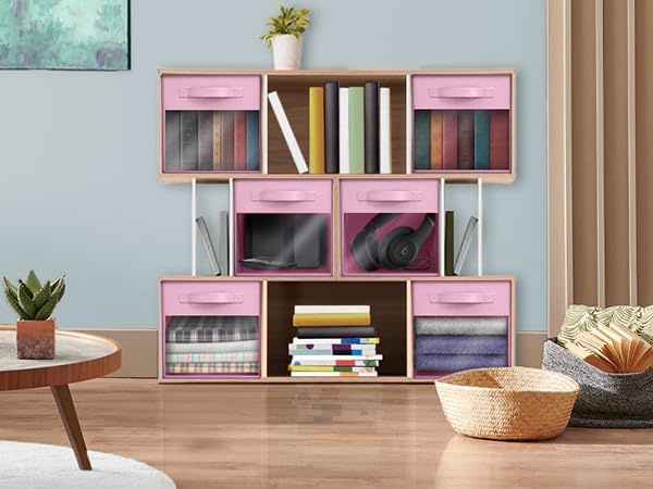 Sorbus Storage Cubes with Clear Window, 6 Pack (13 Inch, Pink)