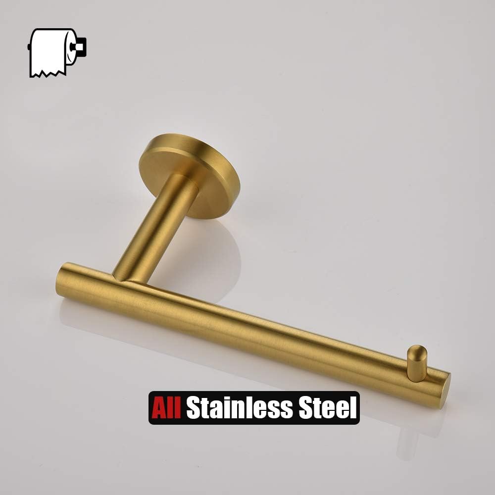 JQK Gold Toilet Paper Holder, 5 Inch Tissue Paper Dispenser, 304 Stainless Steel Thick 0.8mm Wall Mount, Brushed Brass, TPH100-BG