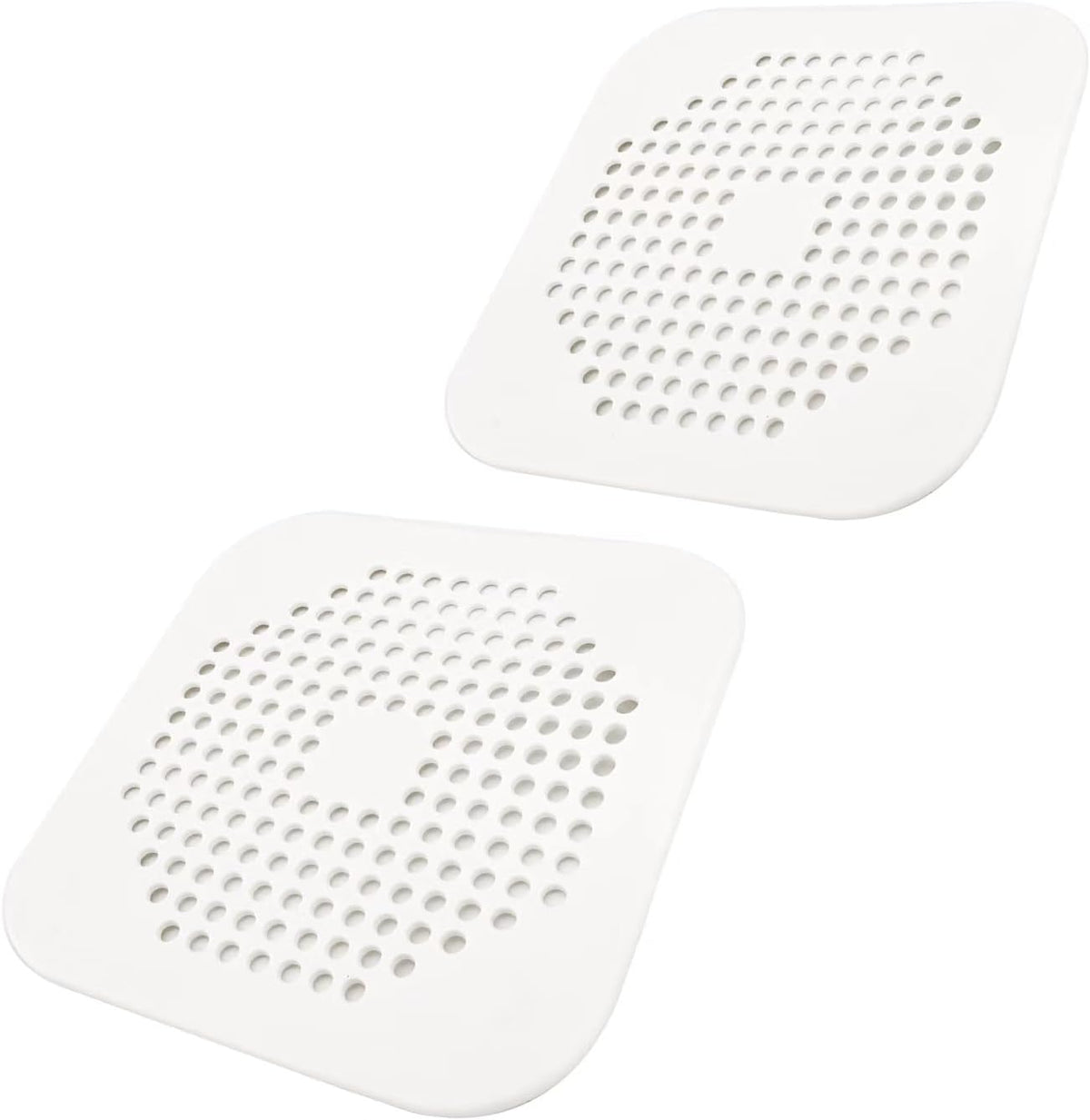 Square Drain Cover for Shower 5.7-inch TPR Drain Hair Catcher 2 Pack(White)