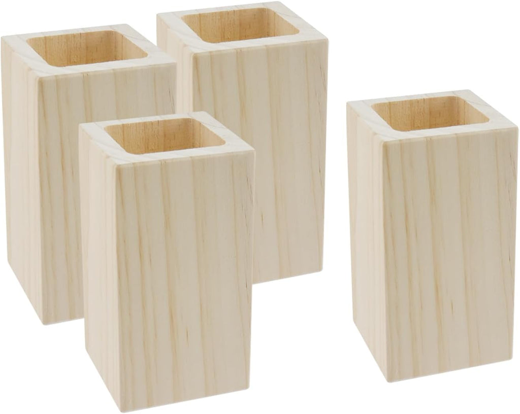 Wood Furniture Risers, 4 Pcs Heavy Duty Rectangle Dorm Bed Legs Risers Extender, Height Increase 10 cm/3.9", Couch Riser Chair Leg Extenders (Type 2)