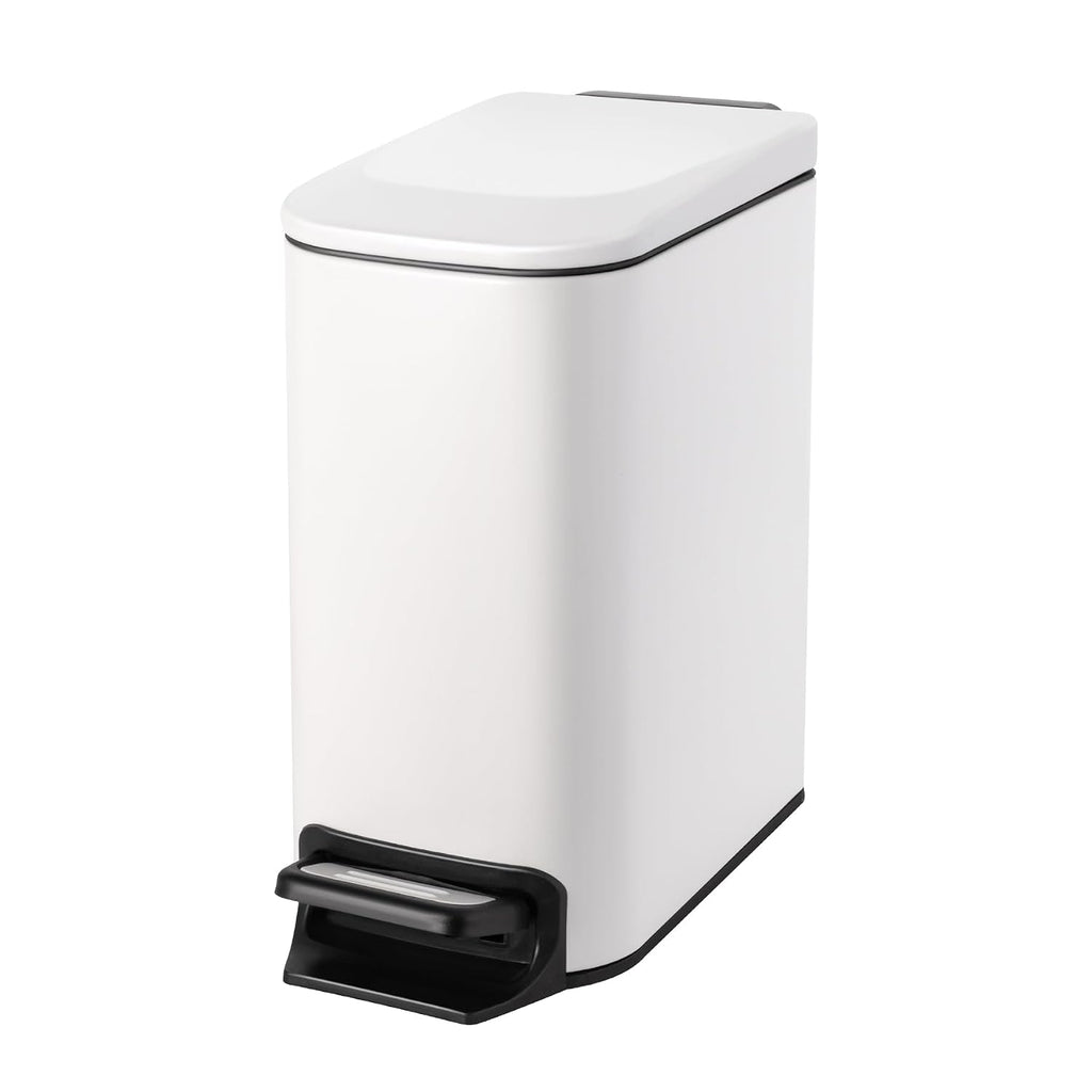 Cesun Small Bathroom Trash Can with Lid, 1.6 Gal, Soft Close, White