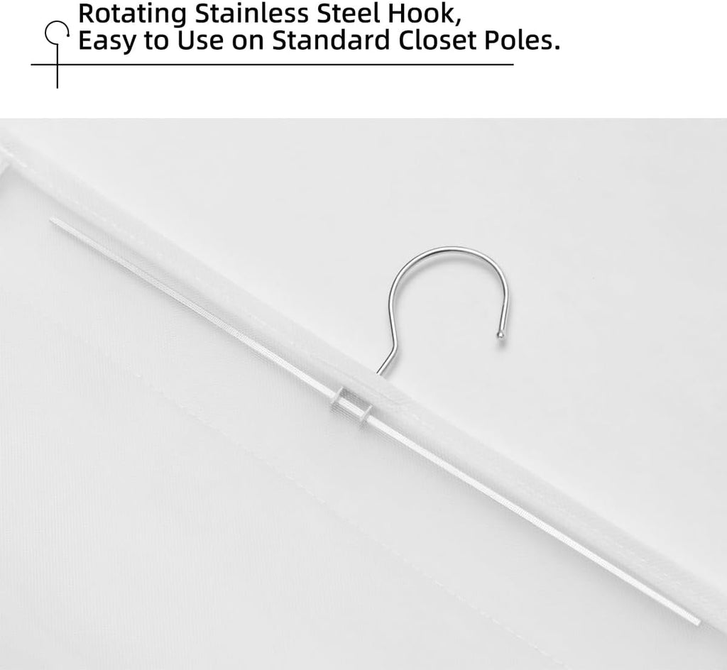 Hanging Purse Organizer for Closet Handbags Storage 2 Pack 8 Pockets and 6 Pockets Purse Organizer with Metal Hooks - White Nylon
