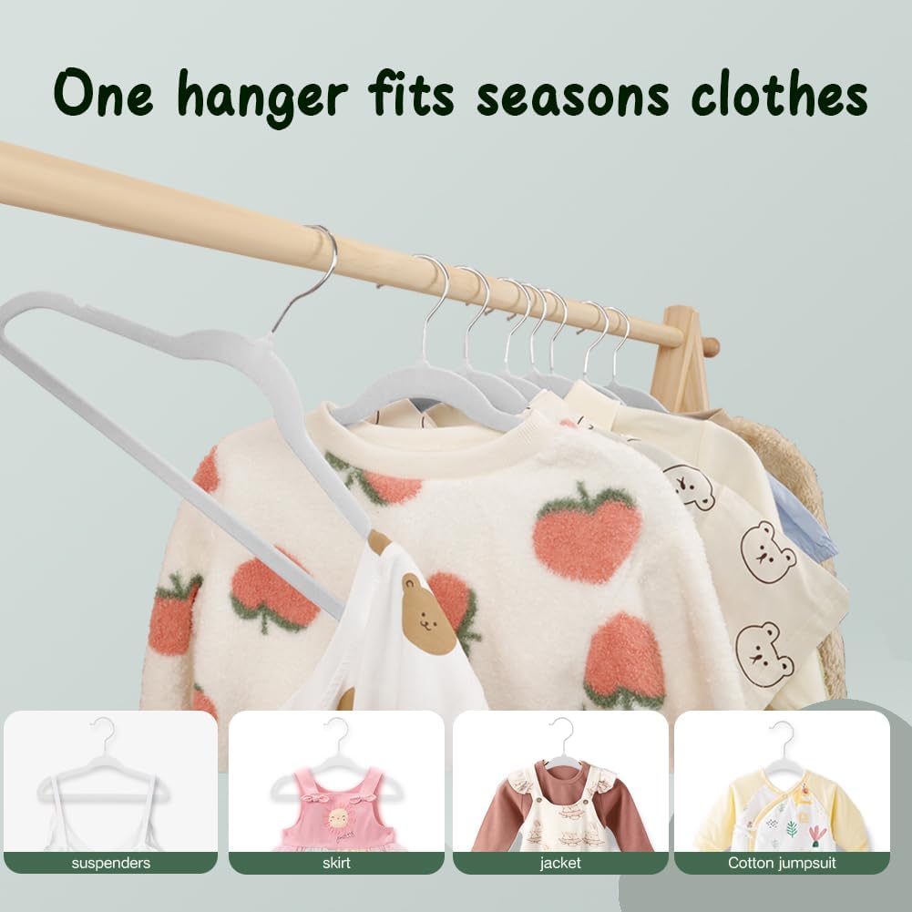 Stormix Baby Velvet Hangers, White, 11 inches 32 Pack