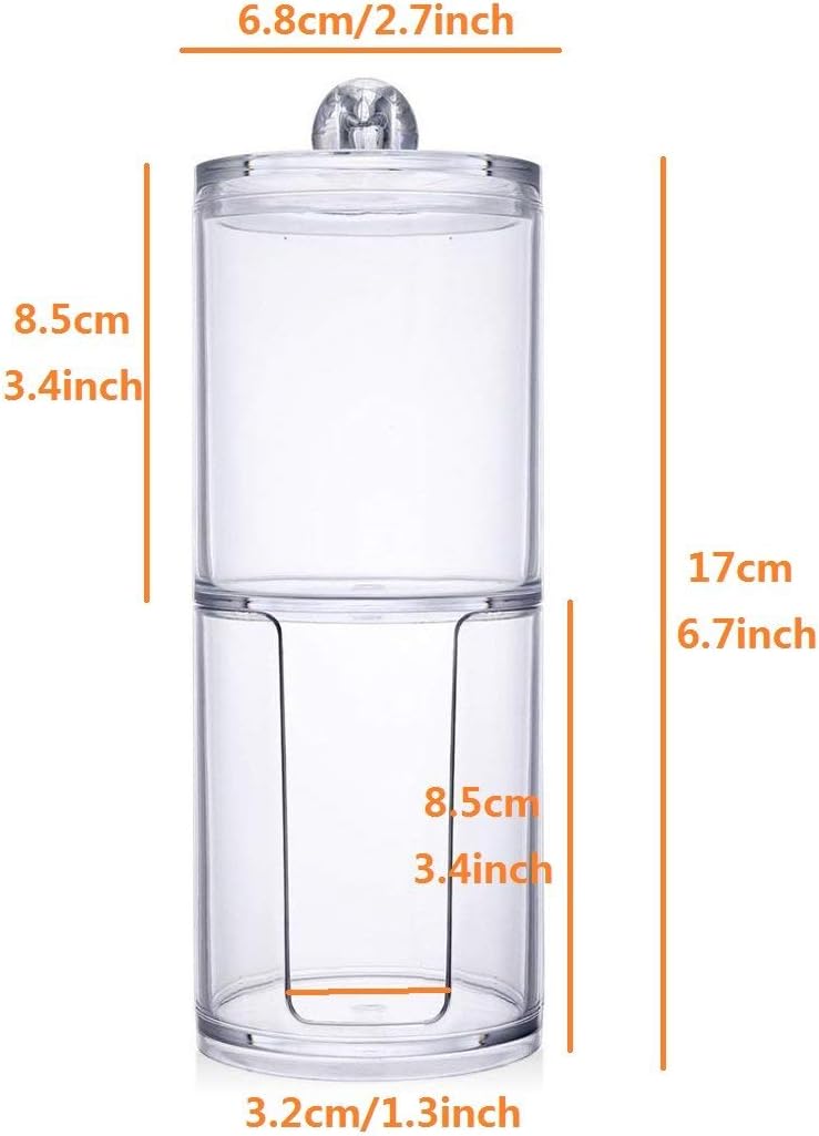 Kamay's Transparent Cotton Ball Pad Swabs Make Up Pads Dispenser Holder Organizer Container with lid Multifunction Acrylic Cosmetic Makeup Organizer (A)
