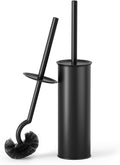 Cesun 304 Stainless Steel Toilet Brush and Holder Set, 2 Brush Heads, Black