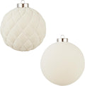 Large Velvet Christmas Ball Ornaments - 6 Inch Flocked Christmas Balls Shatterproof Decorative Hanging Ornaments Set for Xmas Tree Holiday Wedding Party Decor (Cream, 2pcs)