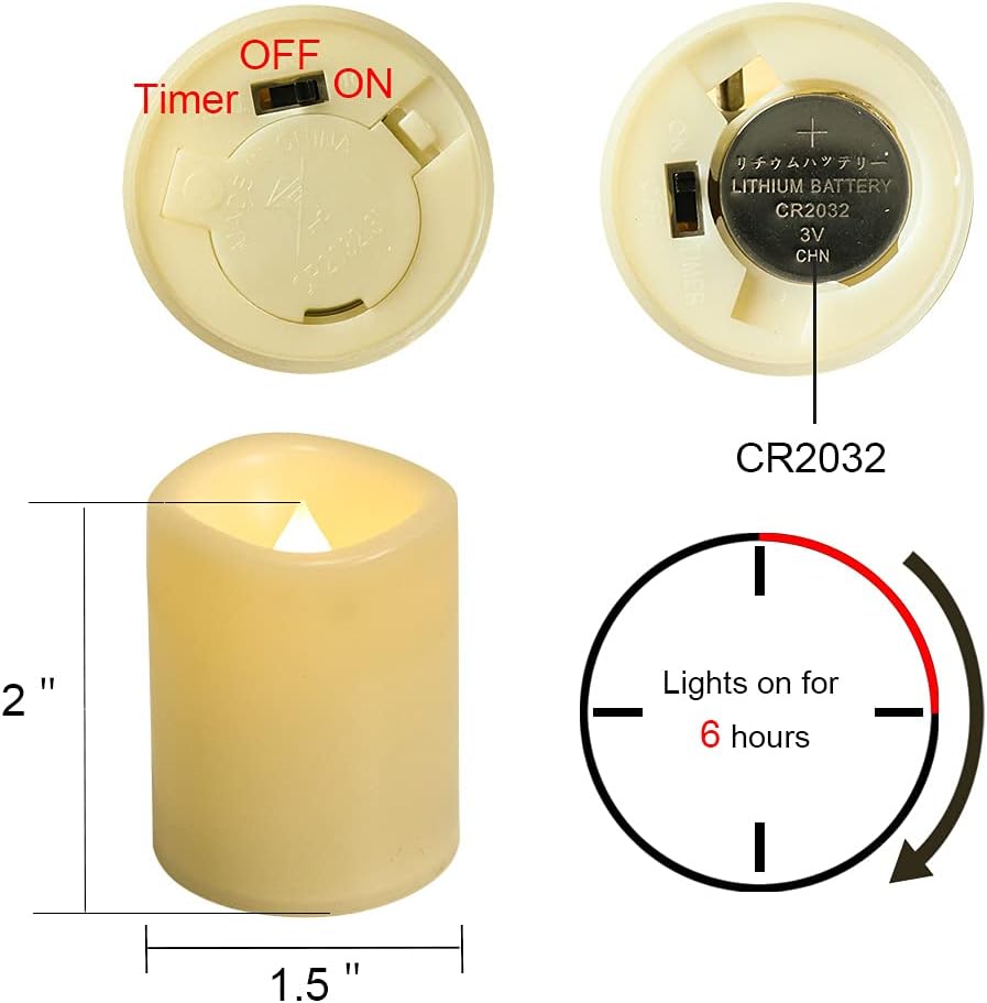 10 Pack Ivory Flameless Votive Candles Battery Operated with Timer