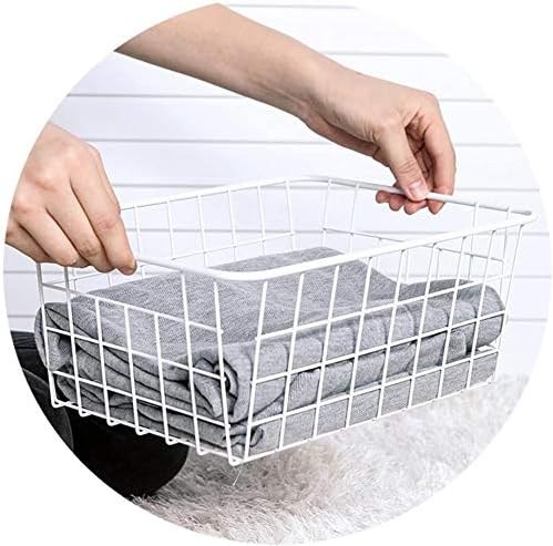 iPEGTOP Wire Storage Freezer Baskets, Set of 2 13.4" Household Organizer Storage Bins Fridge Basket Rack with Handles for Kitchen Cabinets, Pantry, Office, Bathroom Organization - White