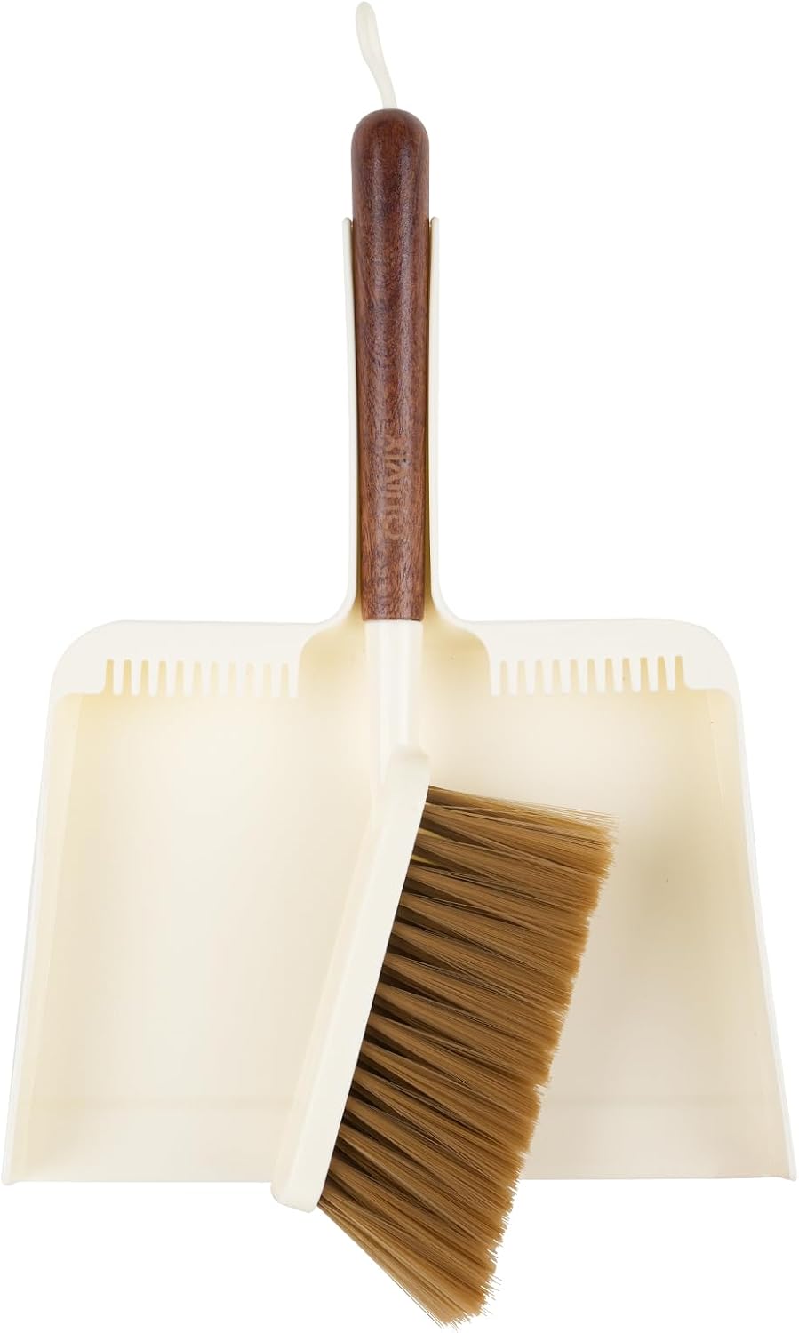 Hand Broom and Dustpan Set,with Sapele Wood Handle,Beige